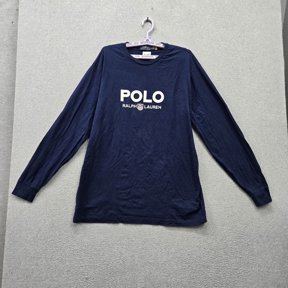 Polo Ralph Lauren Men Shirt LT Navy Blue Logo Long Sleeve
